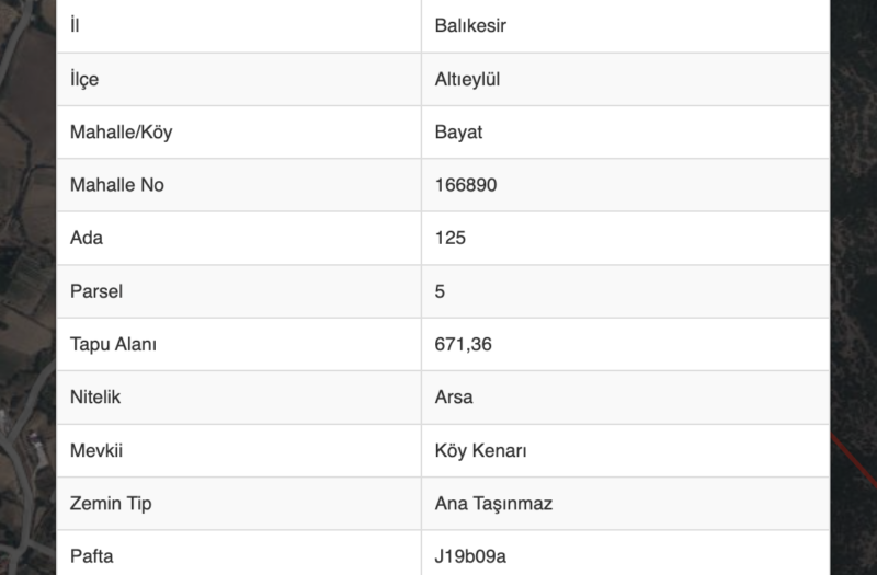 dAb’DAN BALIKESİR ALTIEYLÜL BAYAT’TA 671M2 SATILIK İMARLI ARSA